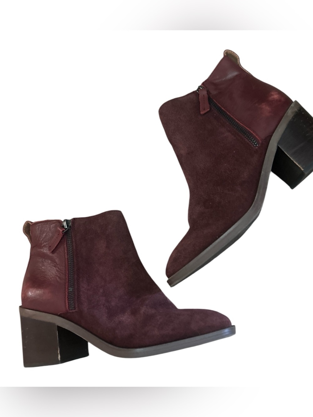 Crown Vintage Women's Burgundy Suede & Leather Ankle Boot